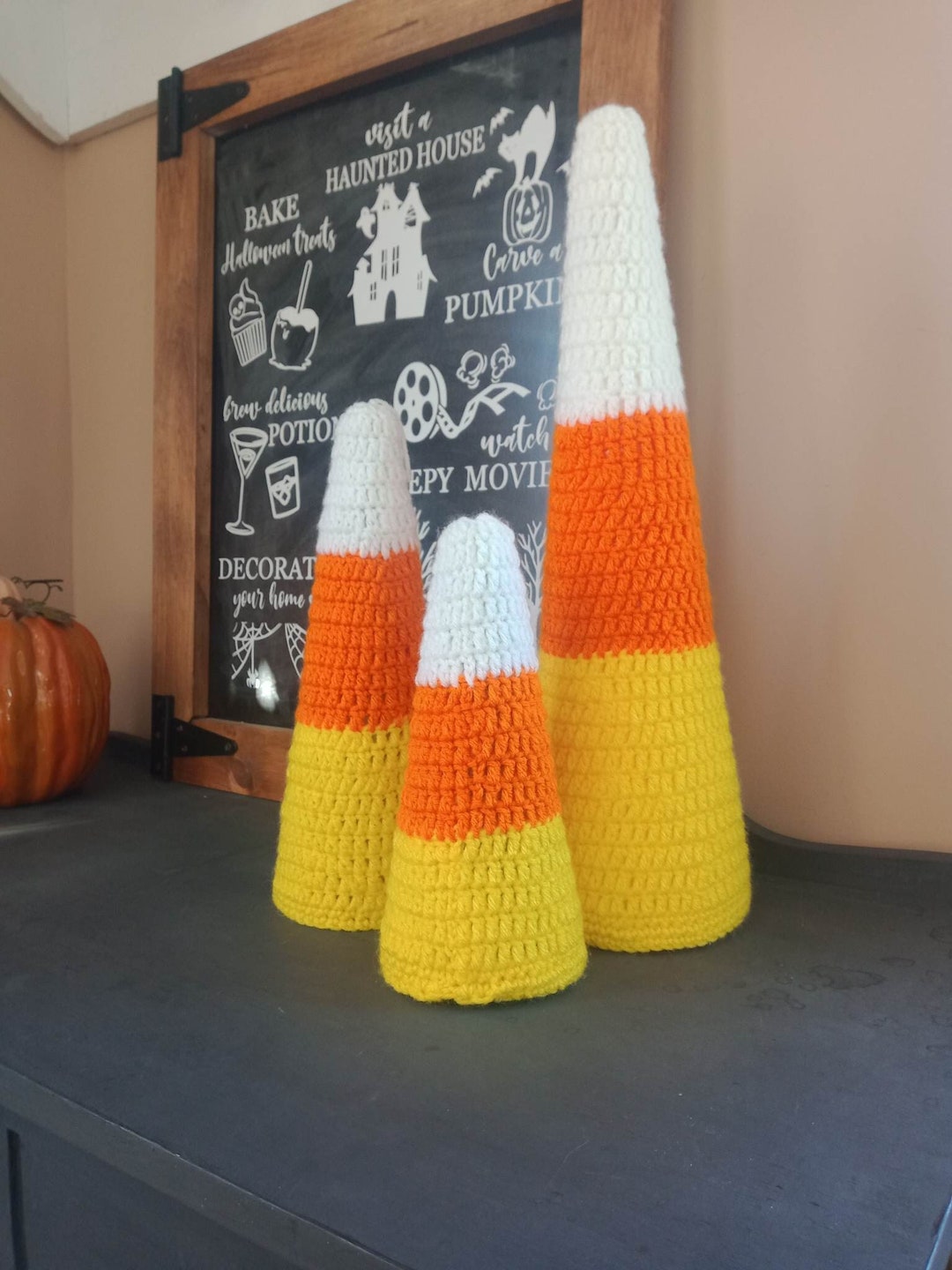 Halloween Crochet Trees Candy Corn Decor Halloween Candy Tree Crochet ...