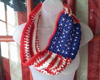 Patriotic Scarf, Red, White and Blue, American Flag Scarf, US Flag