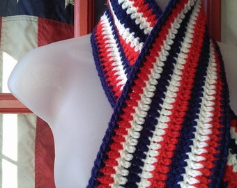 Patriotic Scarf, Red White and Blue Scarf, USA Scarf, Flag Scarf, Patriotic American Flag Scarf