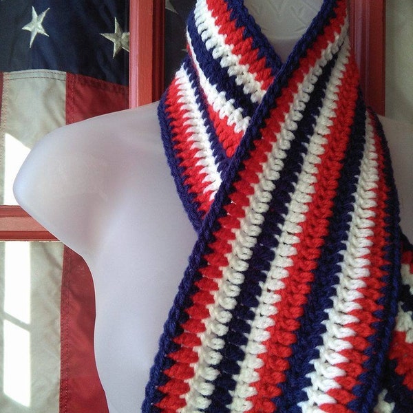 Patriotic Scarf, Red White and Blue Scarf, USA Scarf, Flag Scarf, Patriotic American Flag Scarf