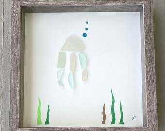 Sea glass art - shimmery jellyfish