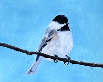 Chickadee: Original Acrylic Painting 8x10 Giclée Print | Jill Gomez