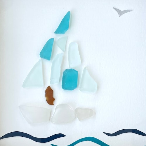 宝物♡Sea glass art Sea Glass Art - Sea Glass Colorful Fish - Sea Glass and