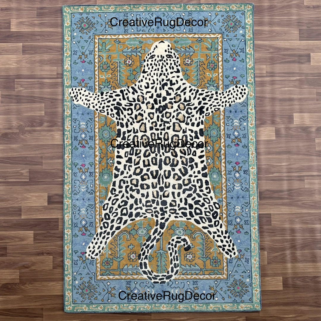 5x8 New Tufted Gold Leopard Wool and Silk Rug. Premium Quality Handmade ...