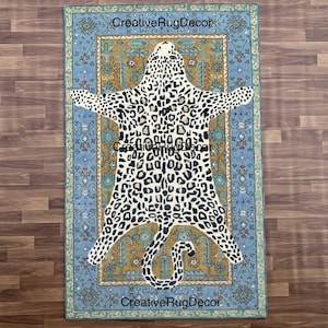 New Tufted Gold Leopard Wool Area Rug. Premium Quality Handmade Home Decor Animal Skin Rug For Entryway, Kids,... (Ready to ship)