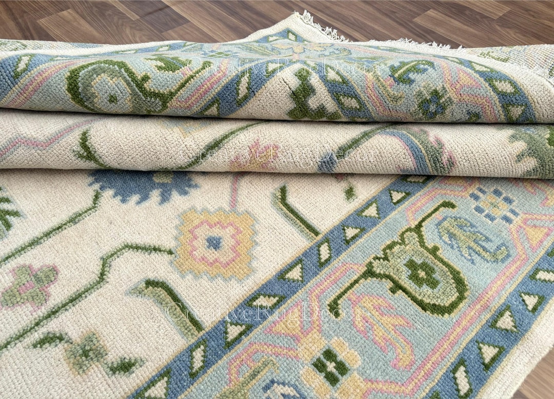 Tukish Wool Rug Hand-knotted Oushak Wool Rug: 5x8 Vintage Turkish Area Rug - Etsy