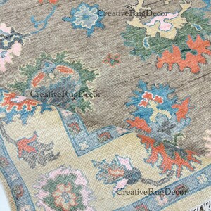 Hand-Knotted Wool Oushak Rug: Turkish Floral Area Rug