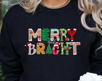 Merry & Bright Christmas Sweatshirt | Cute Christmas Shirt | Christmas Sweater | Merry Christmas | Christmas Vibes | Christmas Gifts | Xmas!