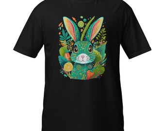 Men's & Women's Short-Sleeve Green Rabbit T-Shirt | Plant based diet | Vegan healthy life style fitness clothing | Graphic Tees