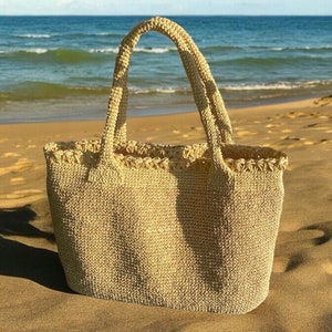 Crochet raffia summer bag,Handmade knitted bag,Summer crochet beach tote,Straw summer bag,Handcrafted bag,Crochet Shoulder bag,Gift for her