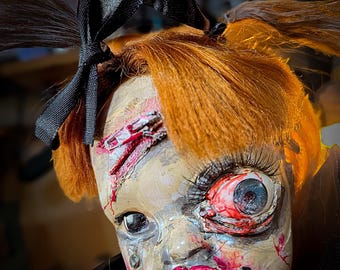 Girlfriend of Frankenstein, Horror Doll, Gothic Home Decor, Creepy Bride, 17 Inch