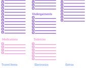 Printable Packing Checklist |Blank Vacation Packing List Printable | Packing List Template | Packing List Downloads | Organization Pintables