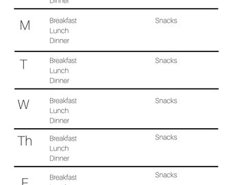 Printable Weekly Meal Planner | Meal Planner Template | Minimalist Meal Planner | Meal Planner Printable | Meal Planner Digital | PDF | PNG