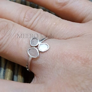 Dainty Diamond Slice Ring, Natural Diamond Ring, Minimalist Slice polki Diamond Ring, 925 Sterling Silver, Wedding Anniversary Classic Ring