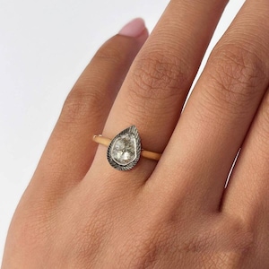 Anillo de diamantes naturales en rodajas, anillo de plata de ley 925, anillo de diamantes hecho a mano, anillo de diamantes Polki, regalo perfecto para ella