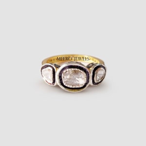 Polki Diamond Ring, Natural Diamond Slice Ring, 925 Solid Silver Diamond Ring, Wedding Ring, Stackable Ring, Diamond Ring, gift for her