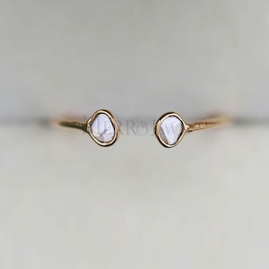 Minimalist Diamond Ring Dainty Diamond Ring 925 Sterling Silver Diamond Slice Wedding Ring Polki Diamond Engagement Ring Promise Ring