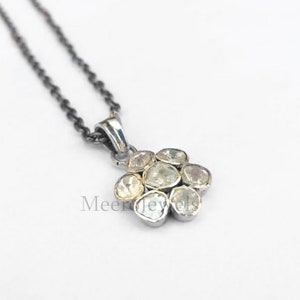 Rose cut polki diamond necklace 925 sterling silver Diamond Necklace, Diamond Wedding Necklace, Bridal Eternity Necklace, Wedding For Gift