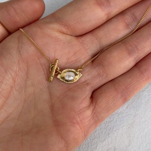 Minimalist Evil Eye Anhänger Kette, zierliche Diamant Kette Halskette 925 Massiv Silber Natürliche Polki Diamant Scheibe Halskette Hochzeitsgeschenk für Sie