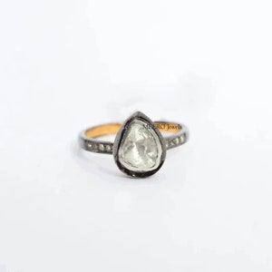 Viktorianischen Stil Ring Polki Diamant Ring Natürliche Diamant Scheibe Ring Pave Diamant Ring Vintage Handgemachter Ring Verlobung Versprechen Ehering