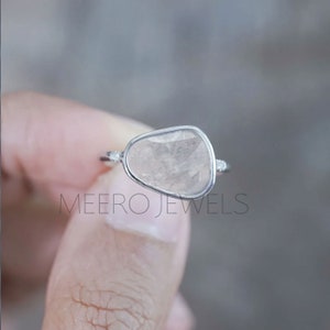 Natural Diamond Slice Ring Dainty Diamond Ring Natural Pave Polki  Diamond Wedding Ring Promise - Engagement Ring Anniversary Gift For Her