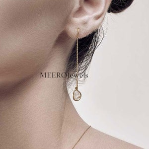 Natural Slice Polki Diamond Earrings Drop Diamond Earrings 925 Sterling Silver Earrings Rose Cut Diamond Dangle And Drop Chain Earrings
