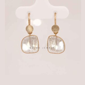 Natural Diamond Slice Earrings Gorgeous Polki Diamond Earrings Minimalist Diamond Drop Earrings 925 Sterling Silver dangle Drop Earrings