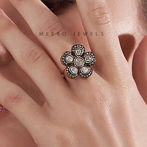 Natural Diamond Slice Ring 925 Sterling Silver Diamond Ring Polki diamond Ring Pave Diamond Ring Perfect Gift For Her