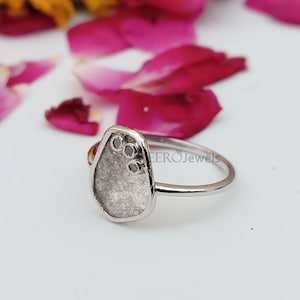 Natural Diamond Slice Ring Dainty Diamond Ring Natural Pave Polki  Diamond Wedding Ring Promise - Engagement Ring Anniversary Gift For Her