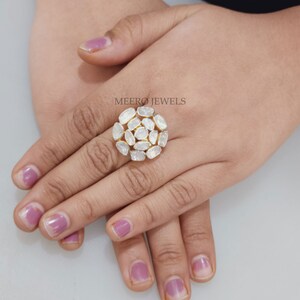 Floral Diamond Ring Natural Polki Diamond Ring Diamond Slice Ring Diamond Wedding Ring Engagement Ring Adjustable Diamond Ring Gift For Her