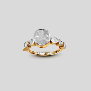 Classic Diamond Band Ring Natural Polki Diamond Ring, Diamond Slice Ring Promise Ring  Proposal Ring  Engagement Ring  Wedding Gift For Her