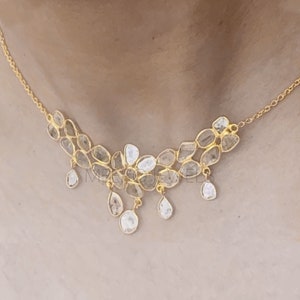 Natural Diamond Slice Necklace Gorgeous Wedding Polki Diamond Necklace 925 Sterling Silver Necklace Vintage Diamond Necklace Gift For Her