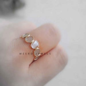 Classic Diamond Band Ring Natural Polki Diamond Ring, Diamond Slice Ring Promise Ring  Proposal Ring  Engagement Ring  Wedding Gift For Her