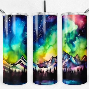 Alaska Tumbler with Northern Lights Design - Perfect for Adventure & Travel