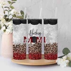 Copo para mãe de hóquei, ideia de presente para mãe de hóquei, presente para ela, copo de 20 onças com tampa e canudo, estampa de chita