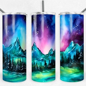 Alaska Tumbler with Northern Lights Design - Perfect for Adventure & Travel