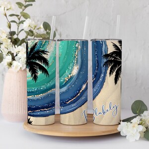 Gepersonaliseerde strandbeker, vakantiebeker met rietje,