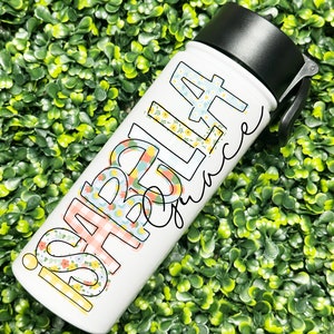 Gepersonaliseerde kinderwaterfles voor school, beker met naam erop, kinderwaterfles