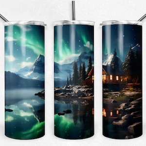 Alaska Tumbler with Northern Lights Design - Perfect for Adventure & Travel