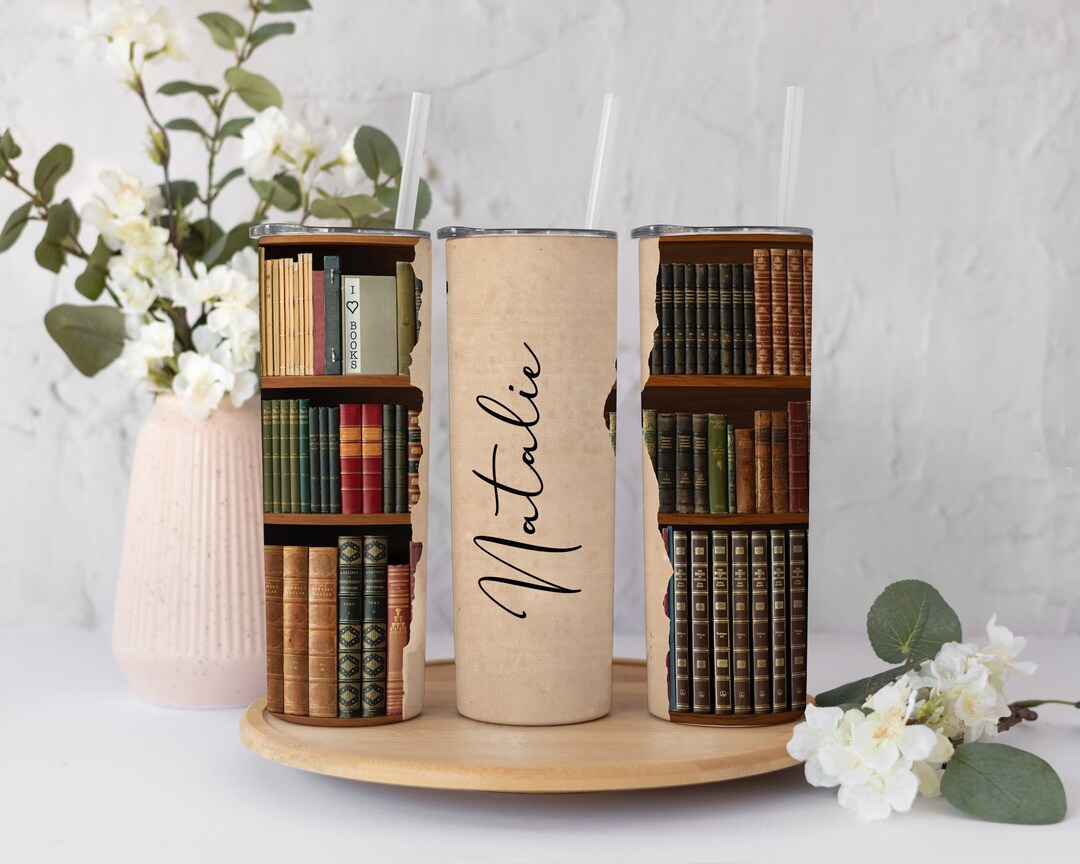 Personalized Book Tumbler, Book Tumbler With Straw, Reader Tumbler, Reading Gift, Book Name ...