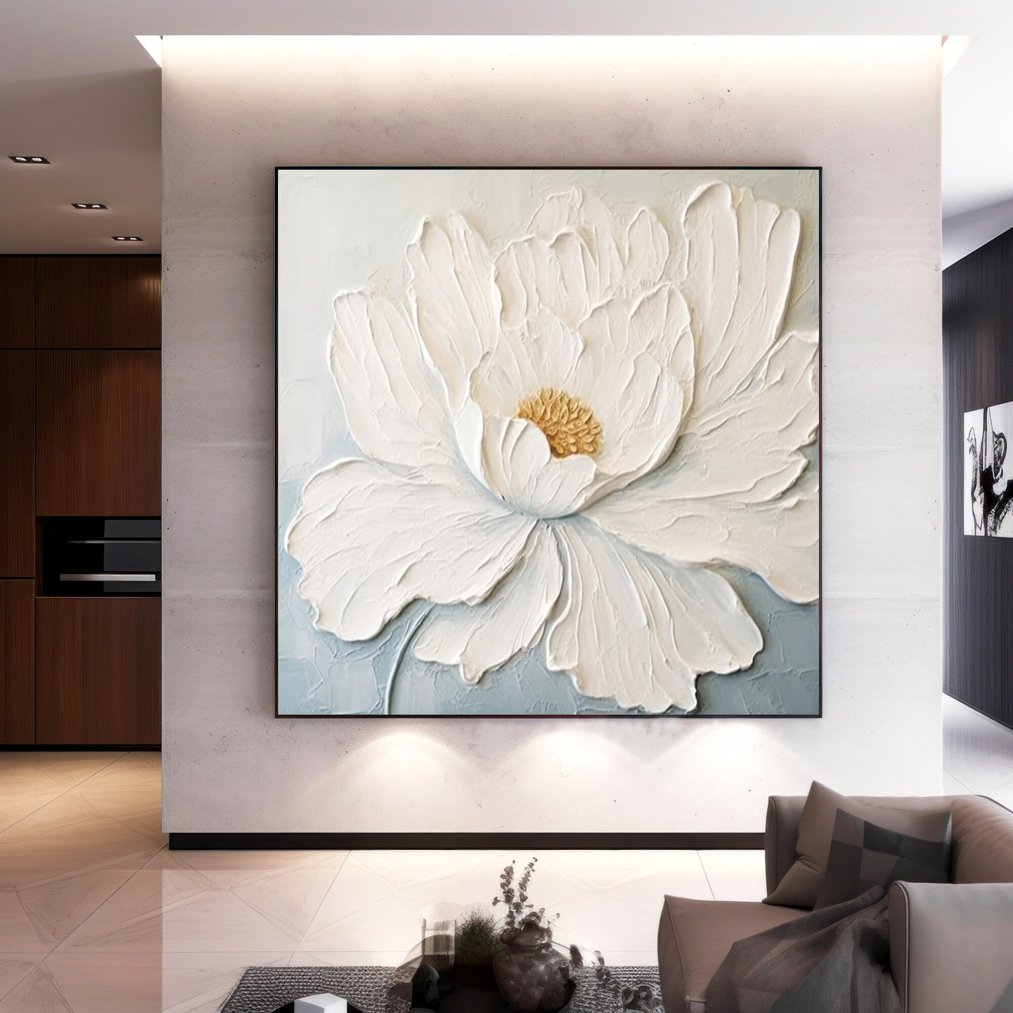 Large 3D White Flower Oil Painting on Canvas Original Heavy - Etsy