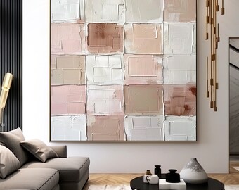 Modern Neutral Minimal Beige & Brown Wall Art, Unique Contemporary Light Brown Tones For Room, Large Impasto Oil Wall Decor, Custom Wall Art