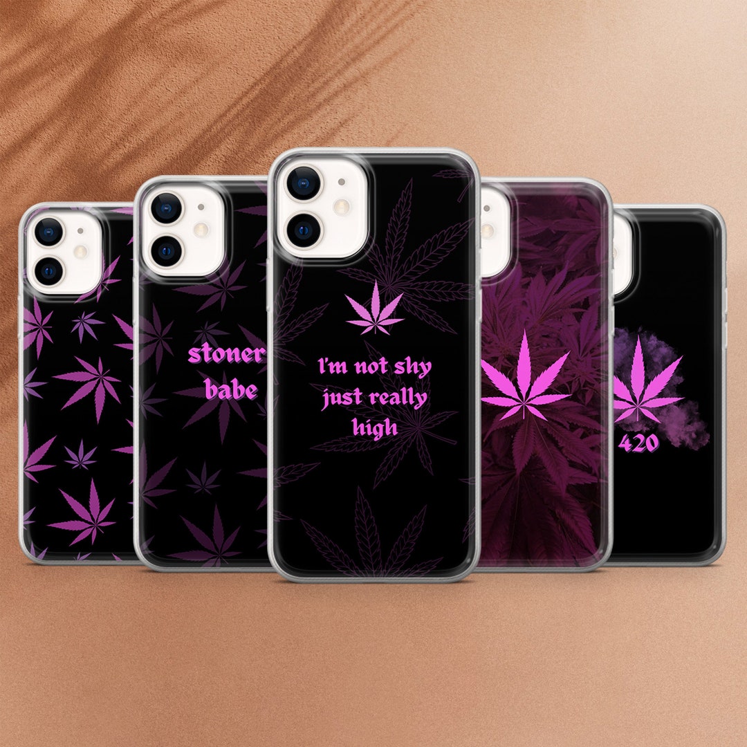 Pink Marijuana Phone Case Stoner Cover for iPhone 14, 13 12 11 Pro, XR