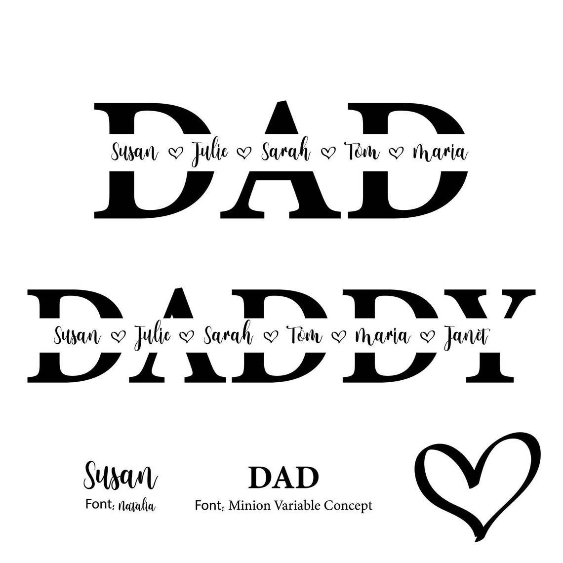 Dad SVG, Father Svg, Father's Day SVG, Dad Split Name Frame Svg, Dad ...
