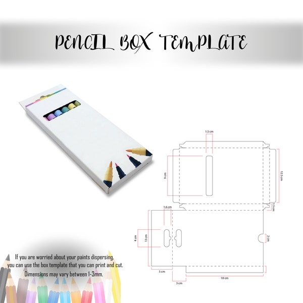 Box template, Pencil box template, Gift box svg, Cricut box svg, Silhouette box svg, Printable box template, Back to school, Gift for kids