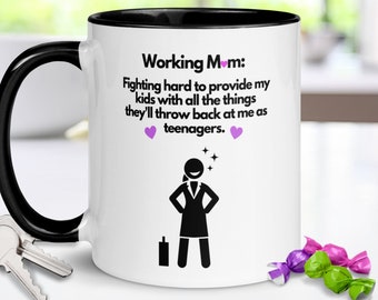 Grappige mok voor moeder - Werkende moeder cadeau, moederdag cadeau mok, grappig cadeau voor haar, geschenken voor vrouwen, grappig moederdag cadeau, grappige koffie mok