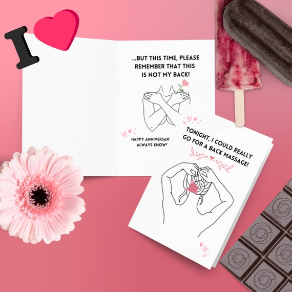Funny Anniversary Card: Tonight I Could Really Go for a Back Massage Humorous Anniversary Day Card, Joke Greeting, Love Note, Gag Gift