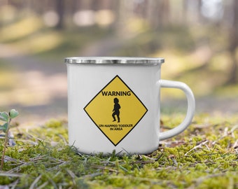 Grappige mok voor mama - WAARSCHUWING: Un-napped peuter in gebied, grappige emaille mok voor vrouwen, grappige baby douchegift, grappige moeders dag cadeau, gag cadeau
