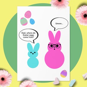 Carte de Pâques amusante : d'où viennent les œufs de Pâques ? Carte de Pâques pour maman, cadeau de Pâques drôle, carte de Pâques pour papa, cartes de voeux de Pâques, lapin