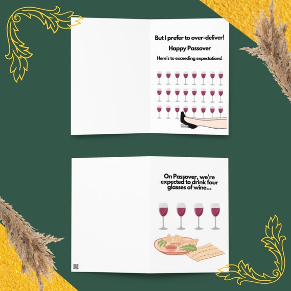 Funny PASSOVER CARD - I Prefer to Over-Deliver, Passover Gift, Jewish Holiday Card, Passover Wine, Jewish greeting card, Joke Cards, Pesach